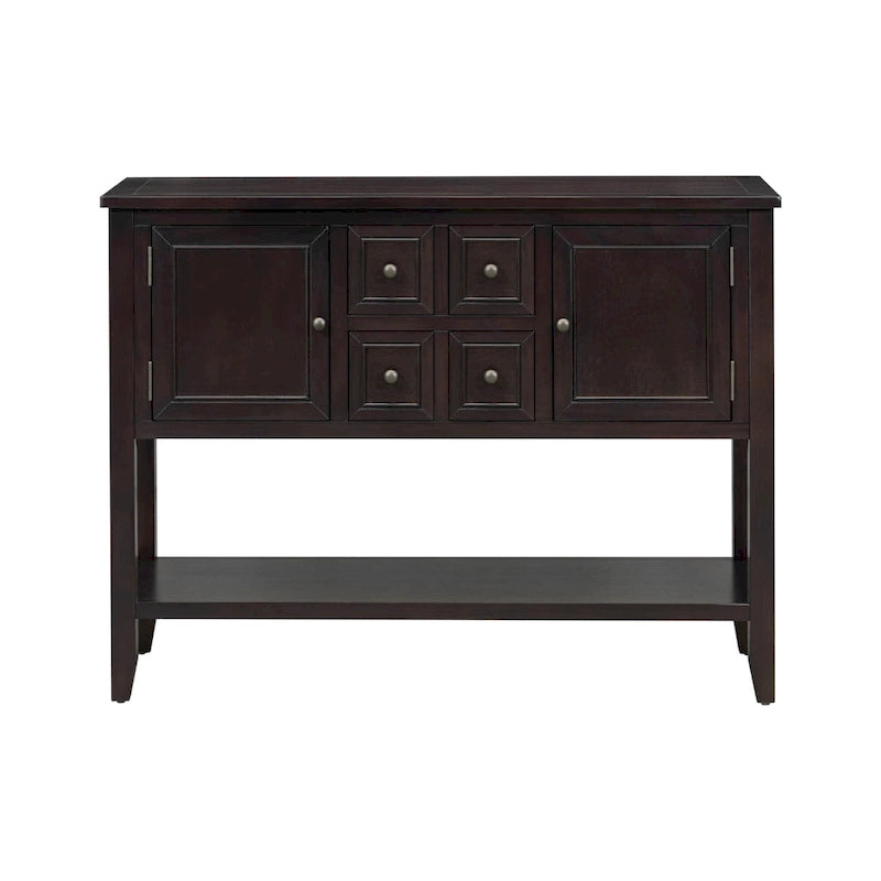 Retro Console Table Solid Acacia with Drawers and Shelf