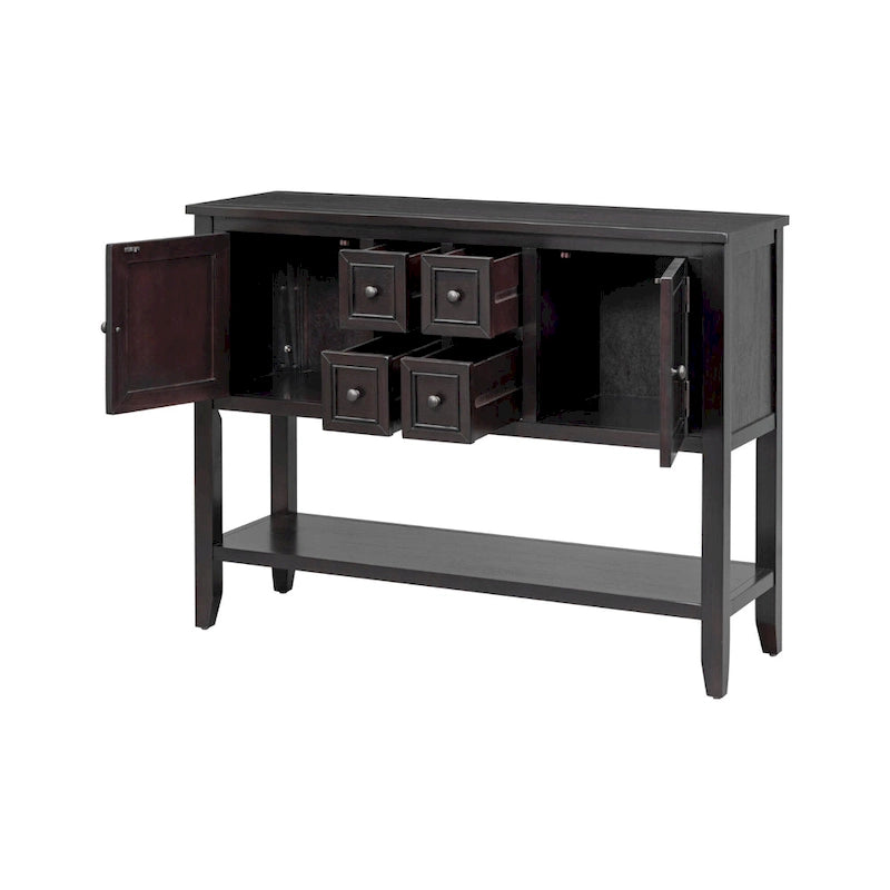 Retro Console Table Solid Acacia with Drawers and Shelf