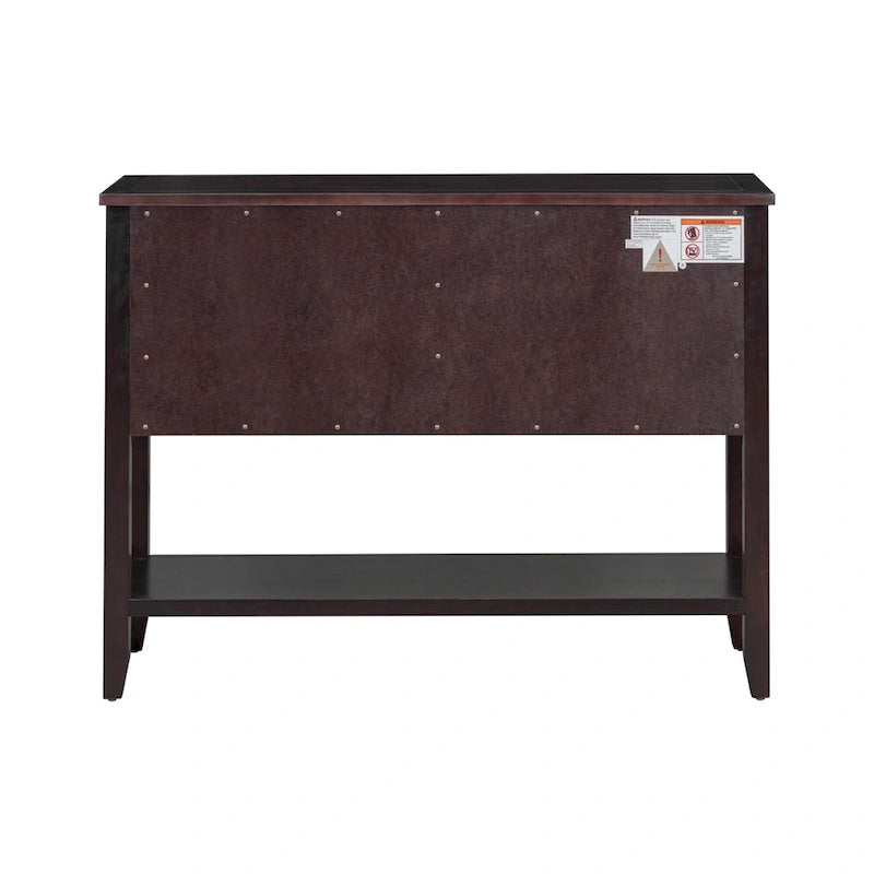 Retro Console Table Solid Acacia with Drawers and Shelf