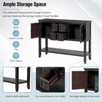 Retro consoletafel van massief acaciahout met laden en plank