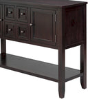 Retro consoletafel van massief acaciahout met laden en plank