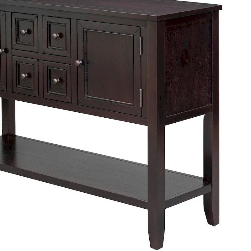 Retro Console Table Solid Acacia with Drawers and Shelf