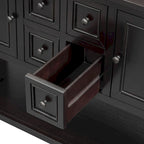 Retro consoletafel van massief acaciahout met laden en plank