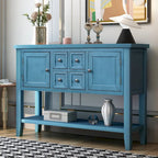 Retro consoletafel van massief acaciahout met laden en plank
