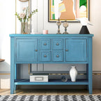 Retro consoletafel van massief acaciahout met laden en plank