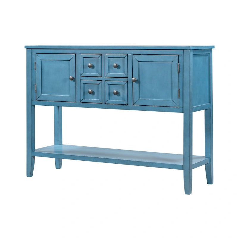 Retro Console Table Solid Acacia with Drawers and Shelf