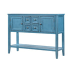 Retro consoletafel van massief acaciahout met laden en plank