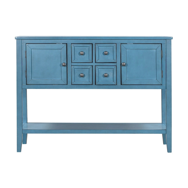 Retro Console Table Solid Acacia with Drawers and Shelf