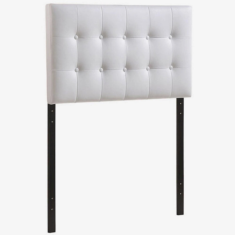 White Faux Leather Button-Tufted Twin Headboard