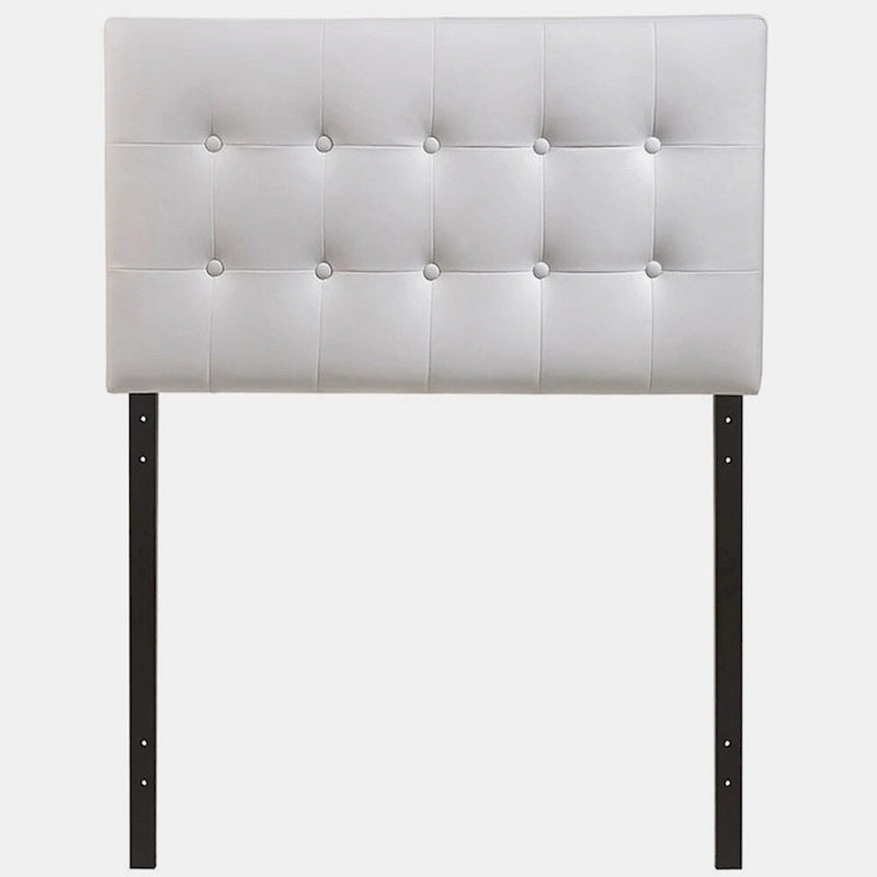 White Faux Leather Button-Tufted Twin Headboard