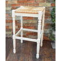 Antique White Bar Stool with Rush Seat Rubberwood