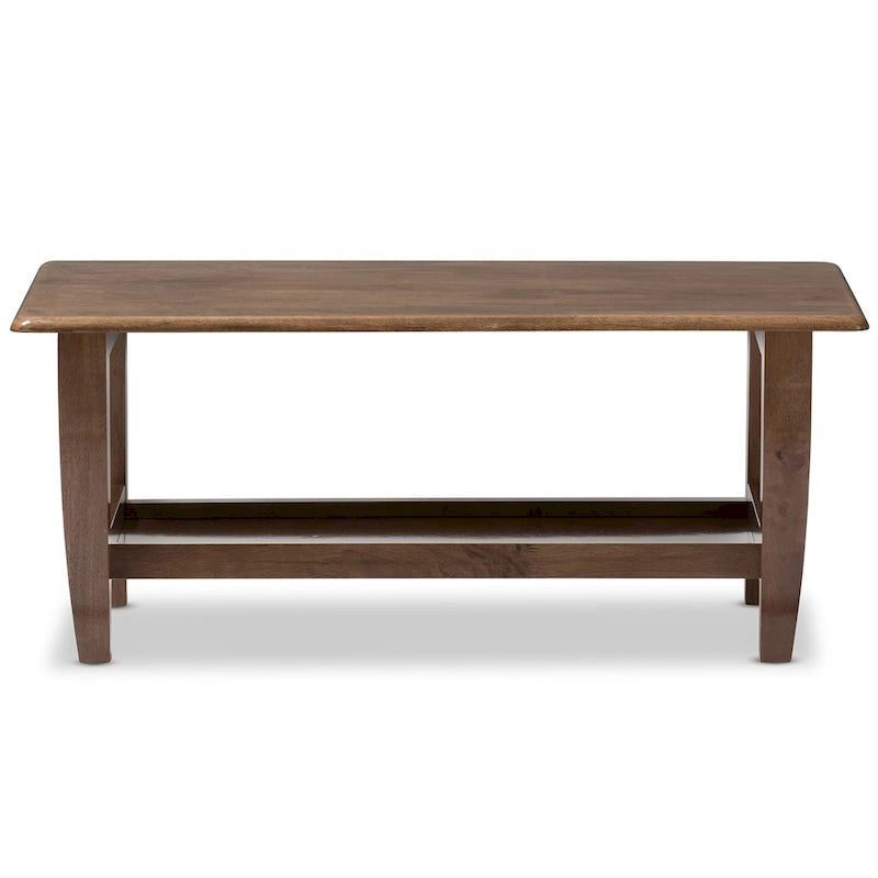 Mid-Century Modern Walnut Coffee Table with Open Shelf