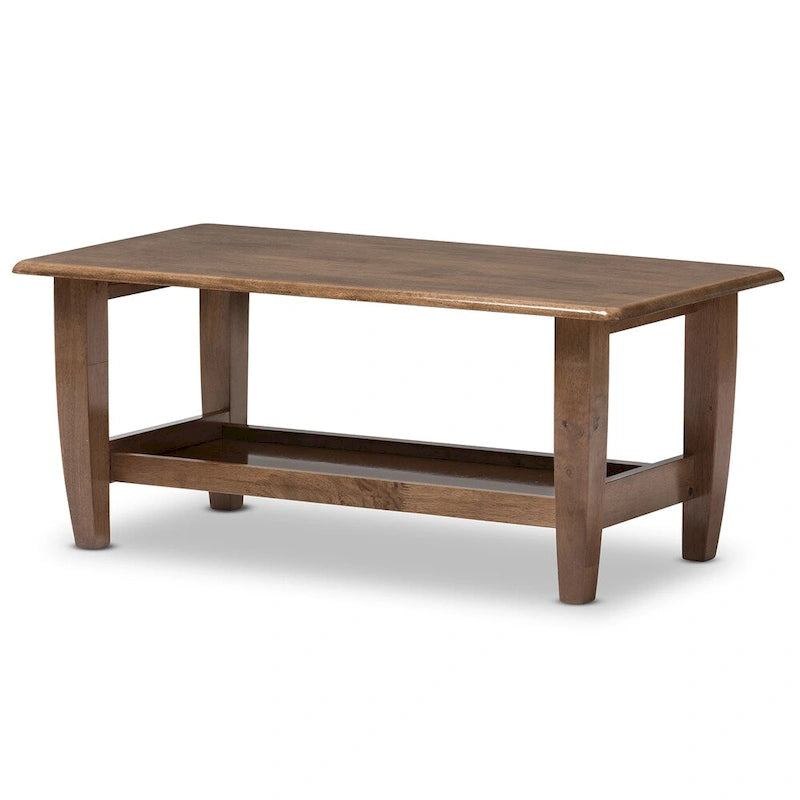 Mid-Century Modern Walnut Coffee Table with Open Shelf