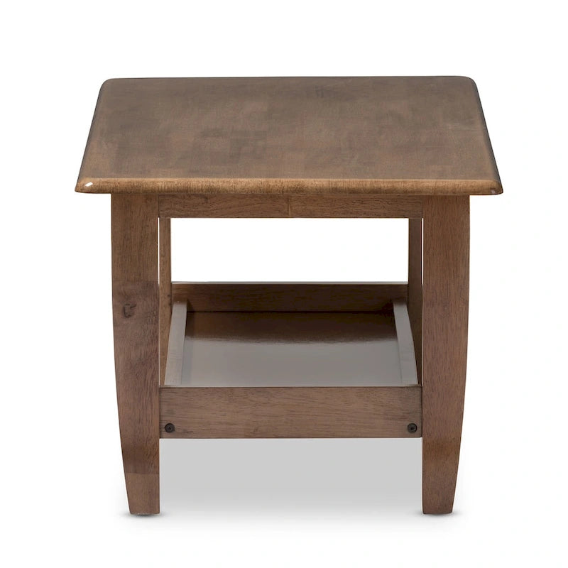 Mid-Century Modern Walnut Coffee Table with Open Shelf