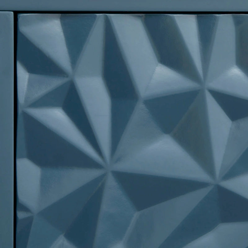 Two-Door Storage Cabinet with Geometric Accent and Adjustable Shelves