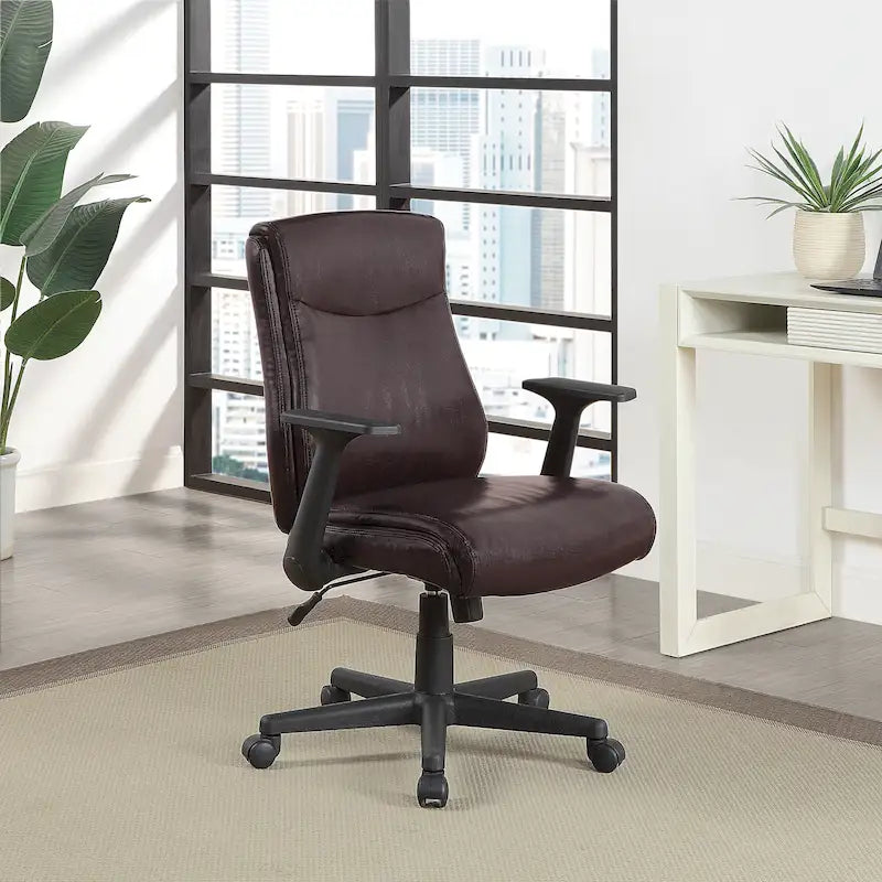 Mid-Back Faux Leather Office Chair with Lumbar Support