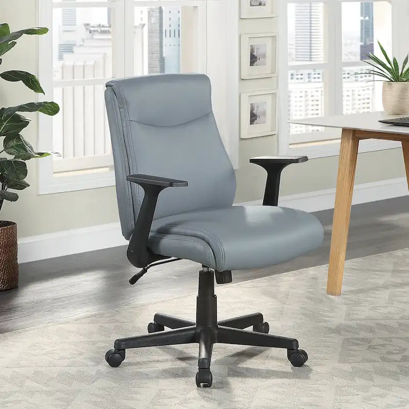 Mid-Back Faux Leather Office Chair with Lumbar Support