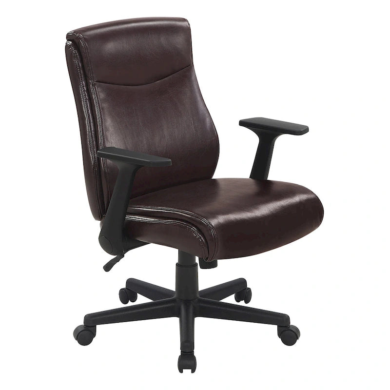 Mid-Back Faux Leather Office Chair with Lumbar Support
