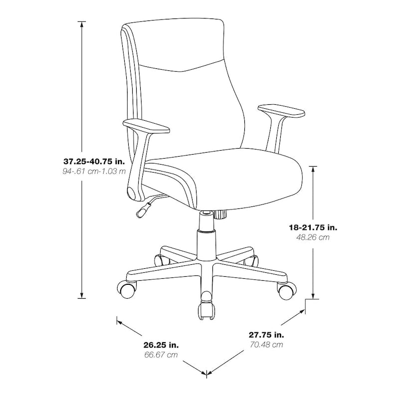 Mid-Back Faux Leather Office Chair with Lumbar Support
