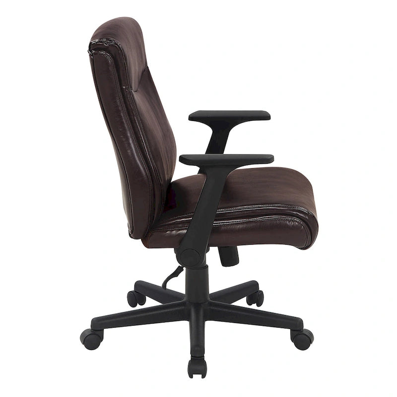 Mid-Back Faux Leather Office Chair with Lumbar Support