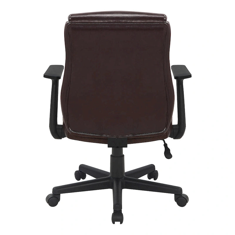 Mid-Back Faux Leather Office Chair with Lumbar Support
