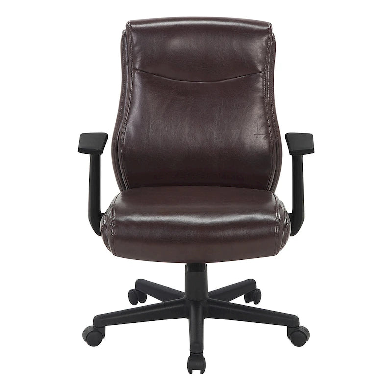 Mid-Back Faux Leather Office Chair with Lumbar Support