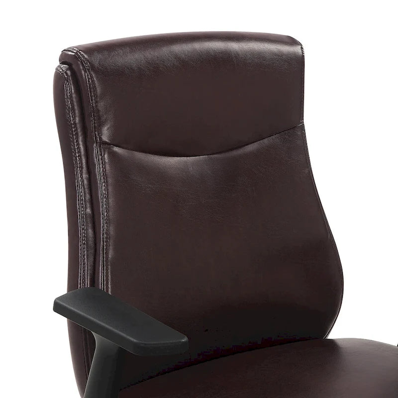 Mid-Back Faux Leather Office Chair with Lumbar Support