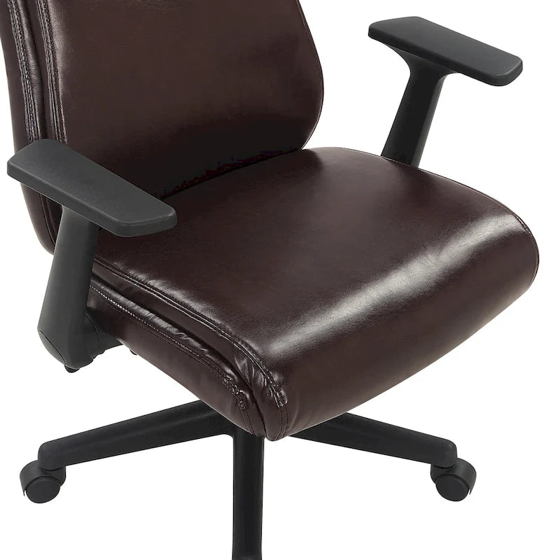 Mid-Back Faux Leather Office Chair with Lumbar Support