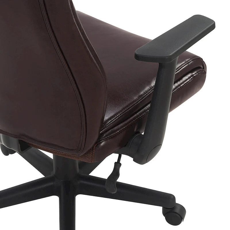Mid-Back Faux Leather Office Chair with Lumbar Support