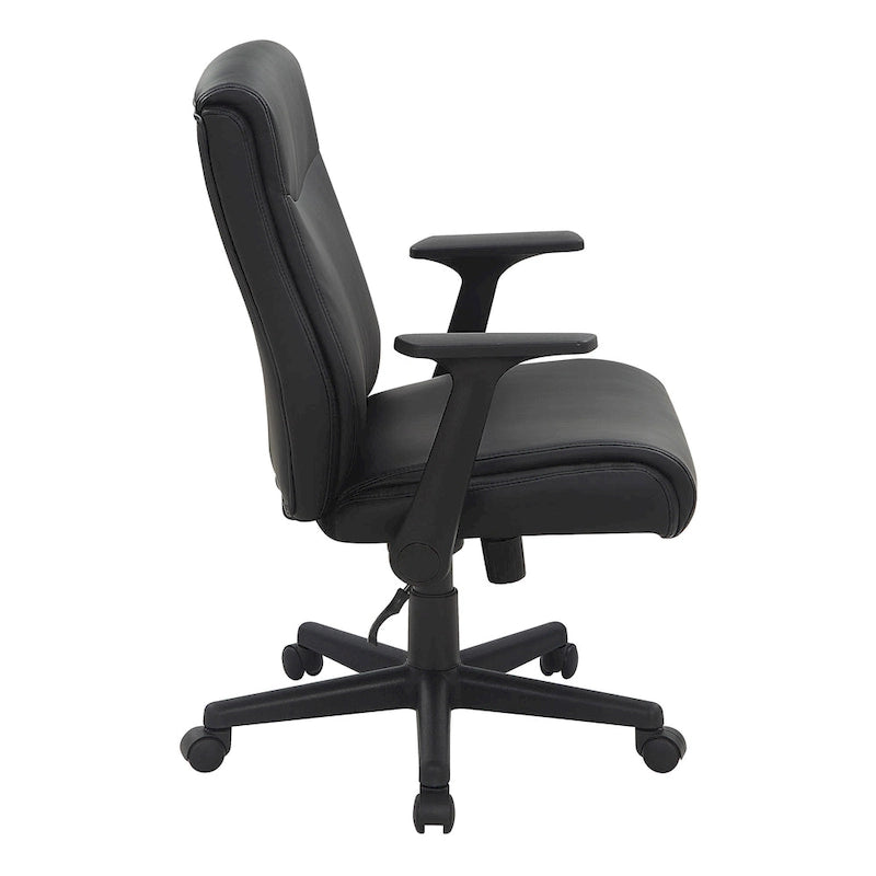 Mid-Back Faux Leather Office Chair with Lumbar Support