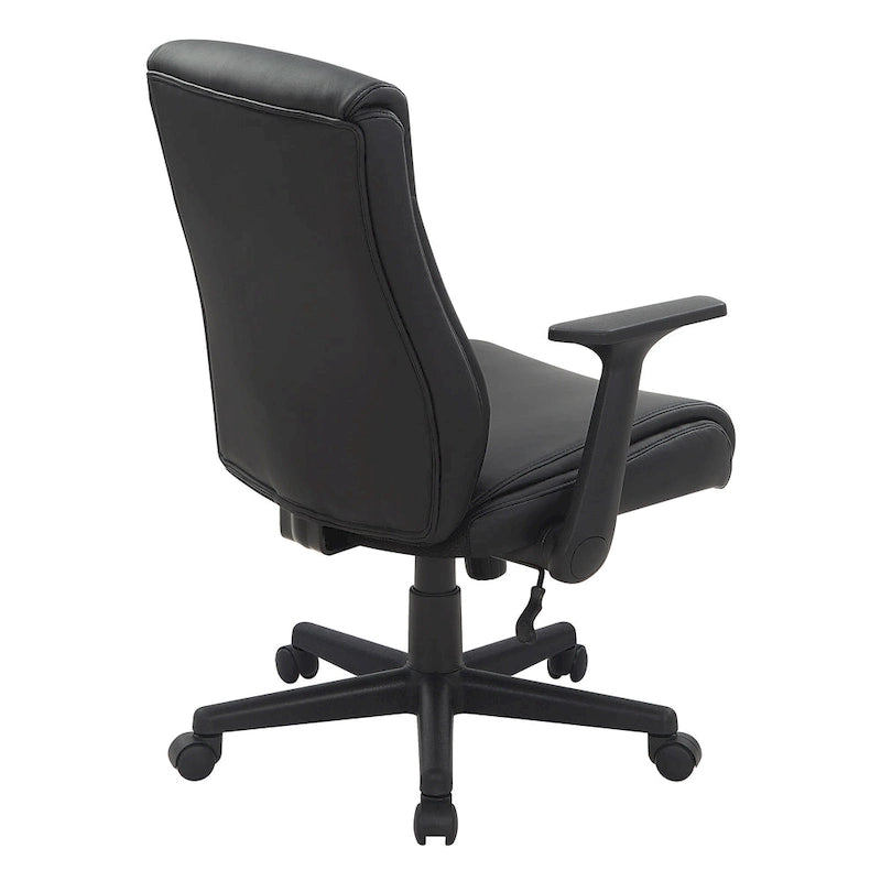 Mid-Back Faux Leather Office Chair with Lumbar Support