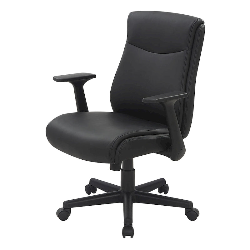 Mid-Back Faux Leather Office Chair with Lumbar Support