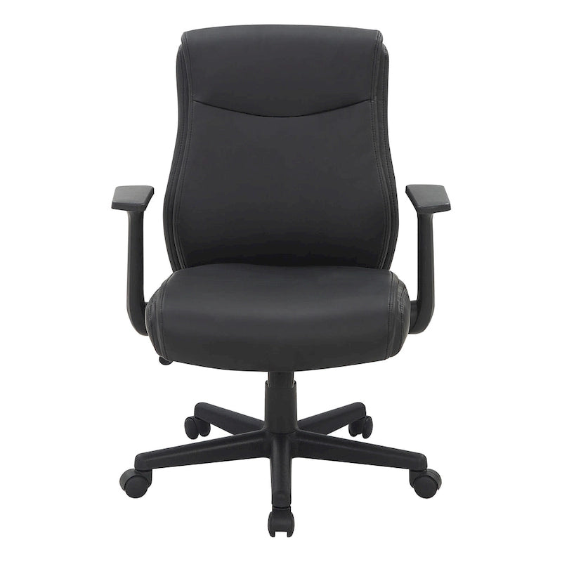Mid-Back Faux Leather Office Chair with Lumbar Support