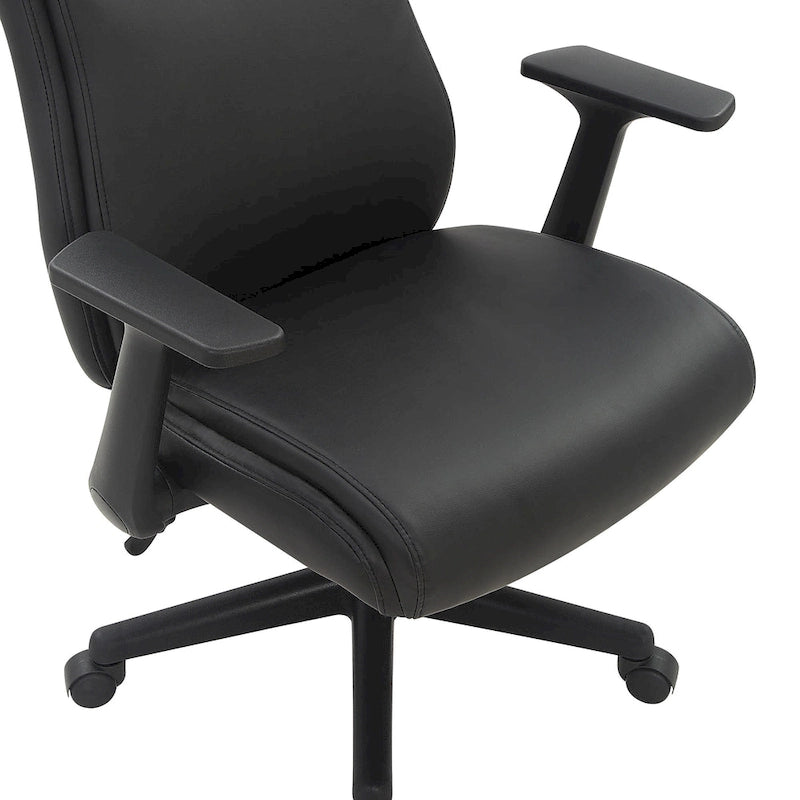 Mid-Back Faux Leather Office Chair with Lumbar Support