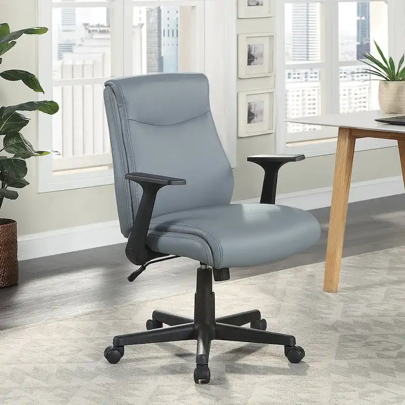 Mid-Back Faux Leather Office Chair with Lumbar Support