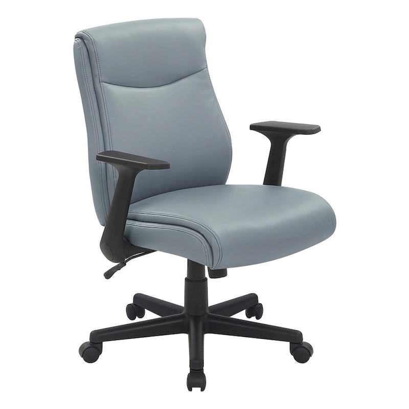 Mid-Back Faux Leather Office Chair with Lumbar Support