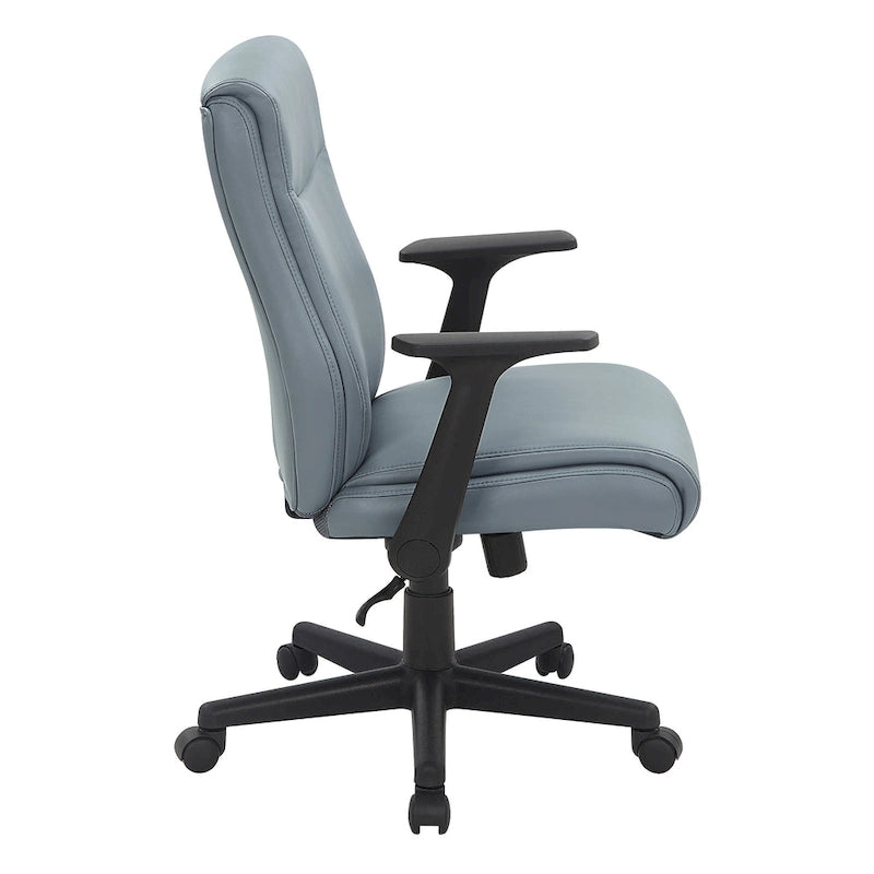 Mid-Back Faux Leather Office Chair with Lumbar Support