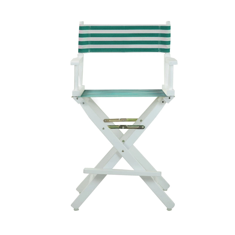 Folding Director's Chair Solid Wood White Frame Teal Seat