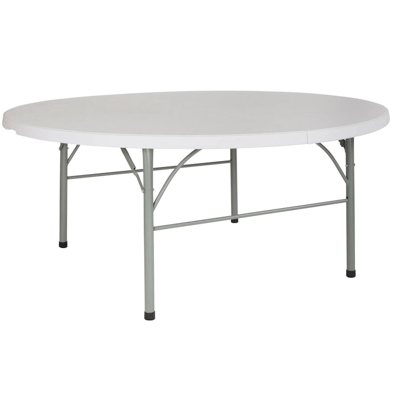 Round Bi-Fold Plastic Folding Table with Carrying Handle
