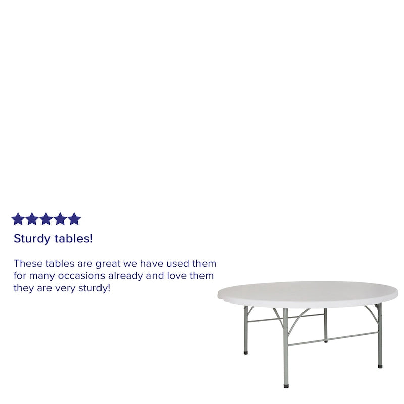 Round Bi-Fold Plastic Folding Table with Carrying Handle