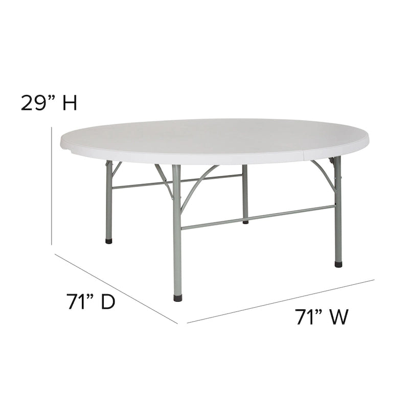 Round Bi-Fold Plastic Folding Table with Carrying Handle