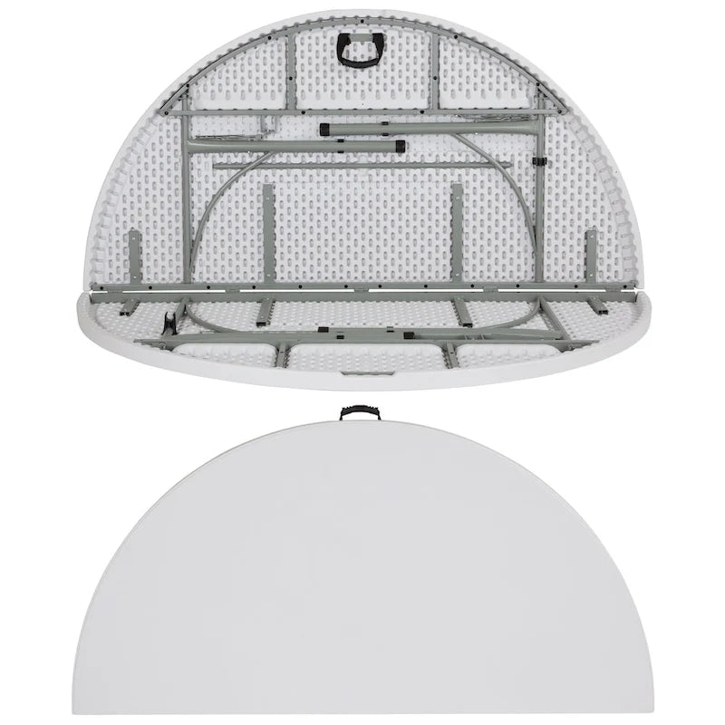 Round Bi-Fold Plastic Folding Table with Carrying Handle