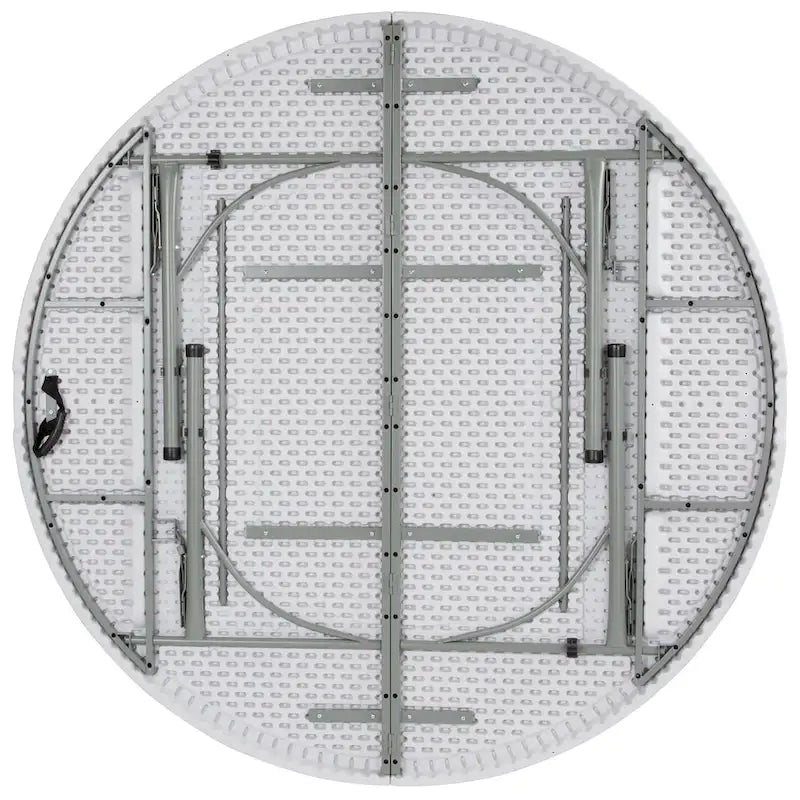 Round Bi-Fold Plastic Folding Table with Carrying Handle