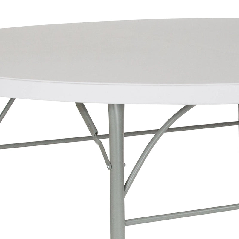 Round Bi-Fold Plastic Folding Table with Carrying Handle
