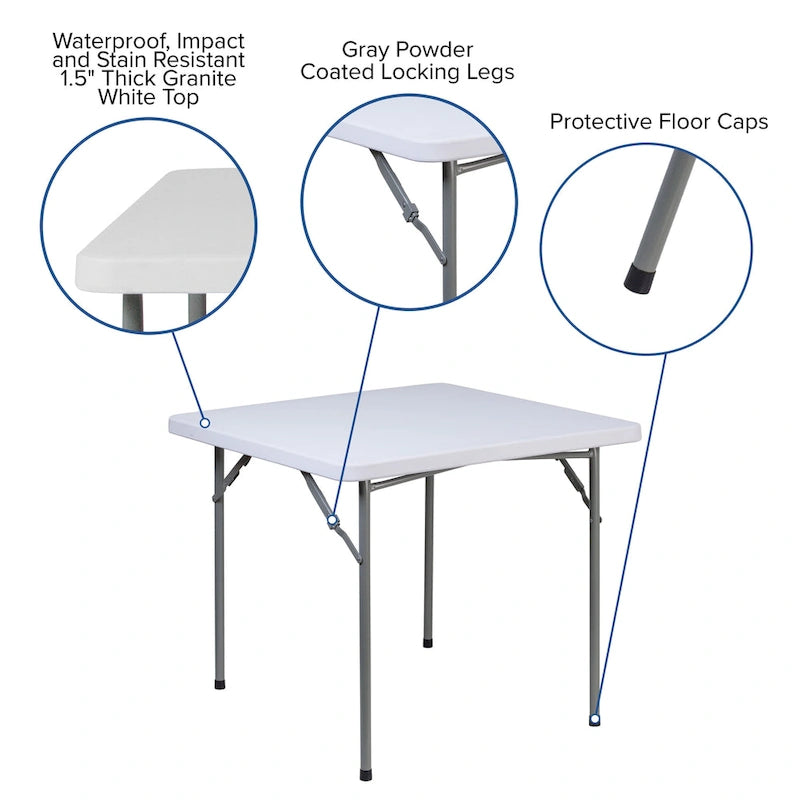 Square Plastic Folding Table Commercial Grade Card Table