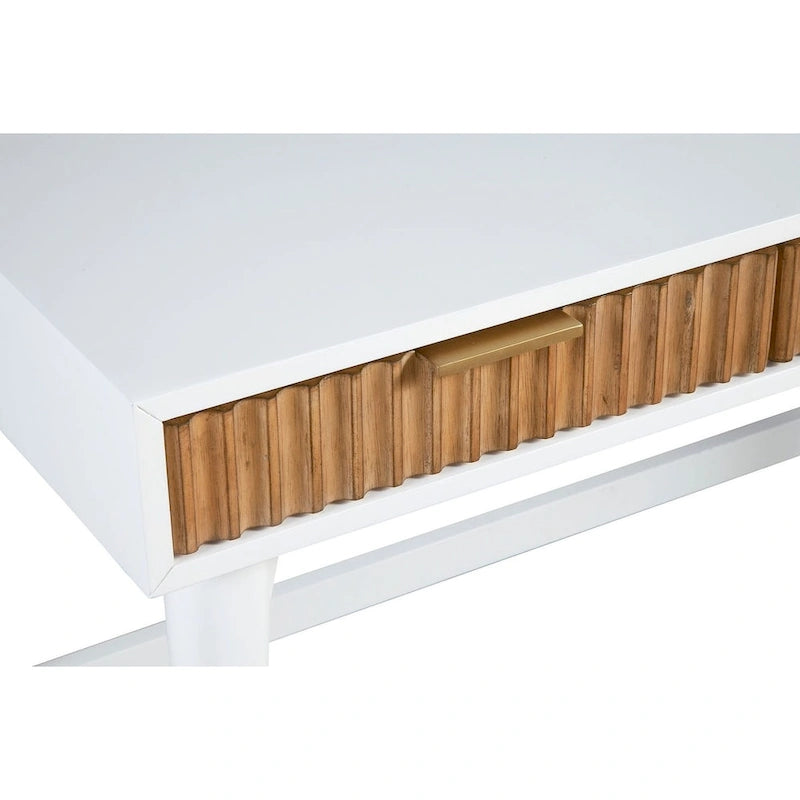 Writing Desk with Textured Wood Drawers and Gold Hardware