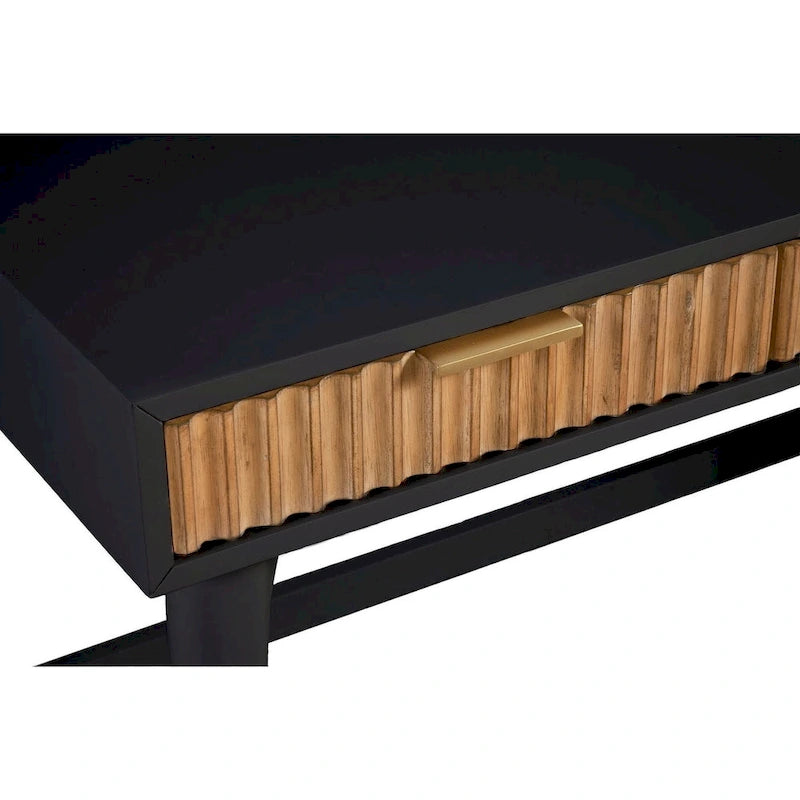 Writing Desk with Textured Wood Drawers and Gold Hardware