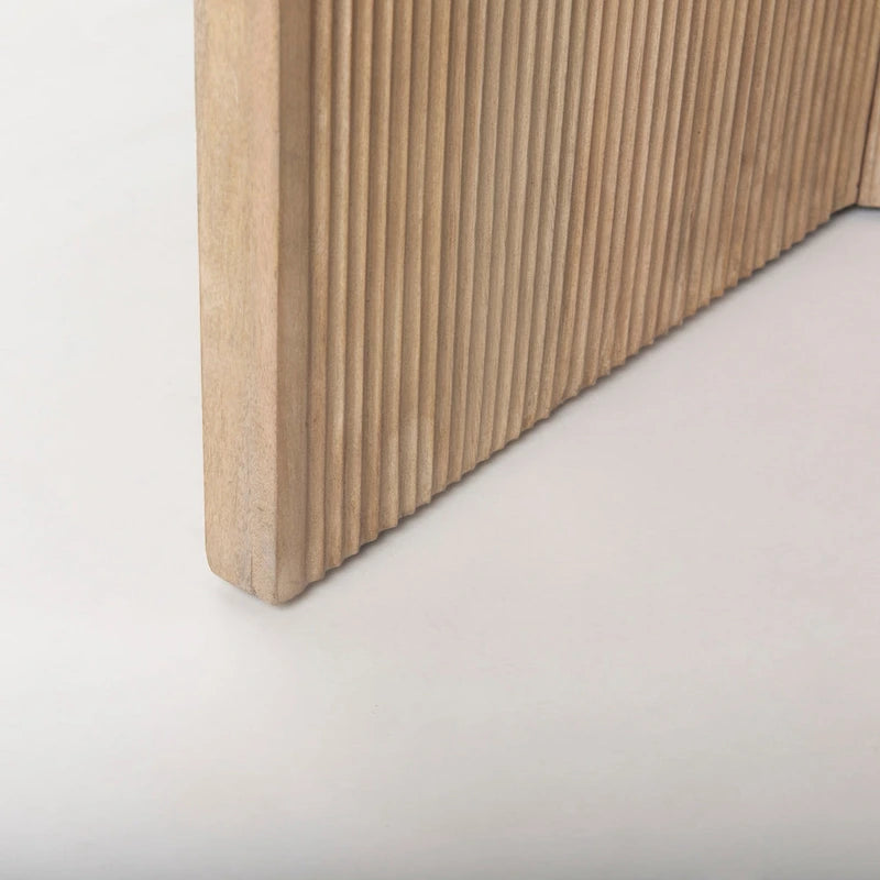 White Marble Round Accent Table with Fluted Wood Legs