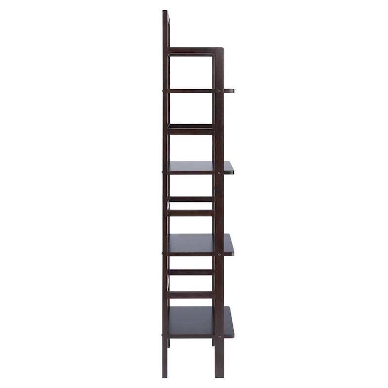 Narrow Baker's Rack Four Shelves Solid Wood Coffee Finish