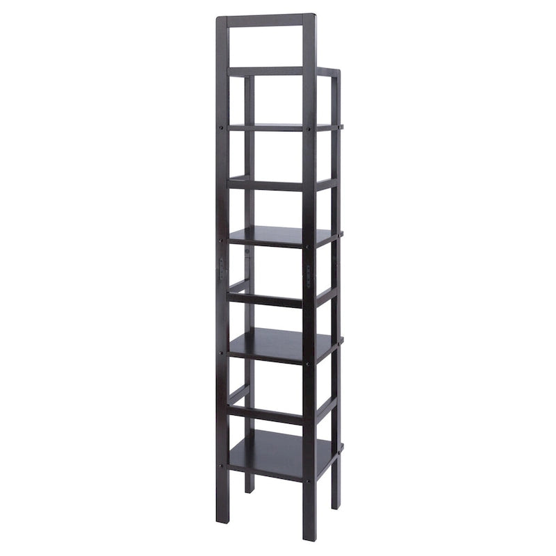 Narrow Baker's Rack Four Shelves Solid Wood Coffee Finish